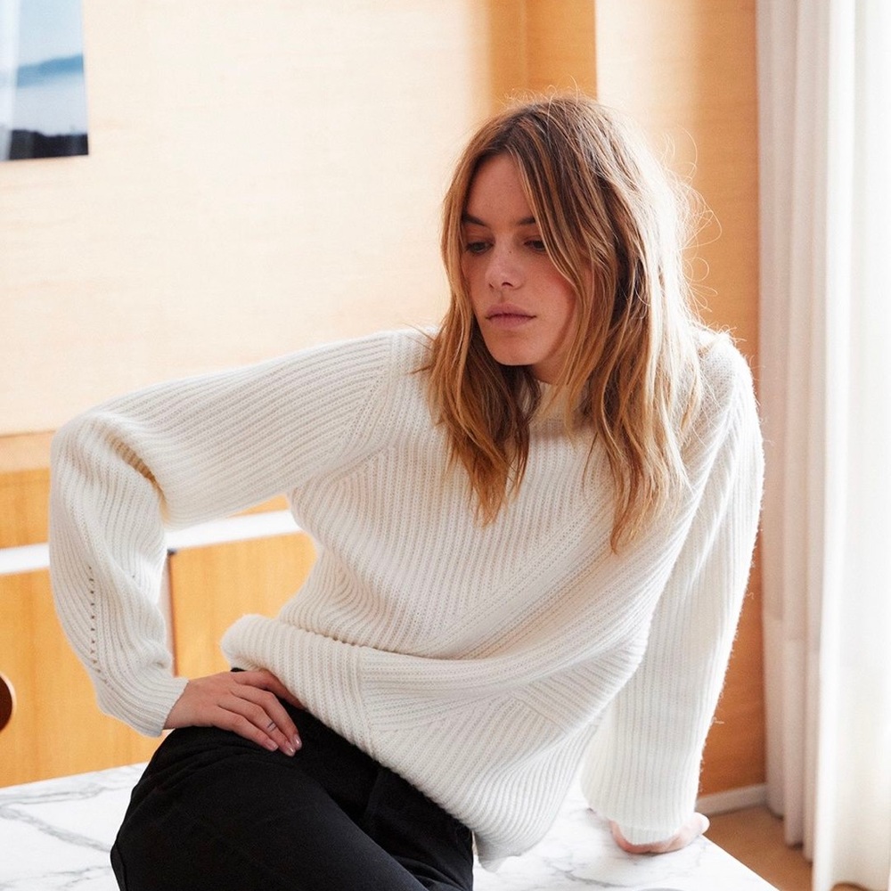 Sezane White Crew Neck Sweater - Picture 2 of 5